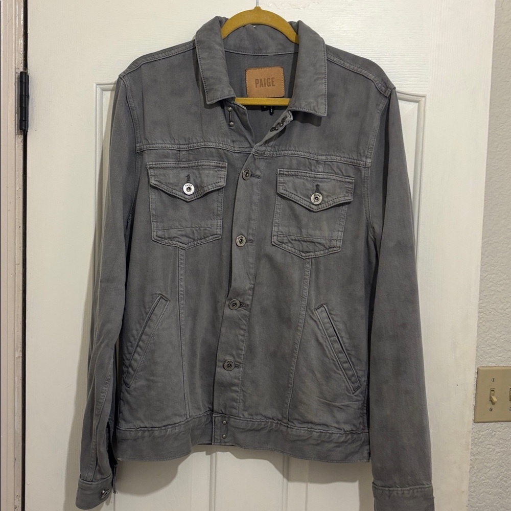 Paige Denim Jean Jacket Gray Medium Womens